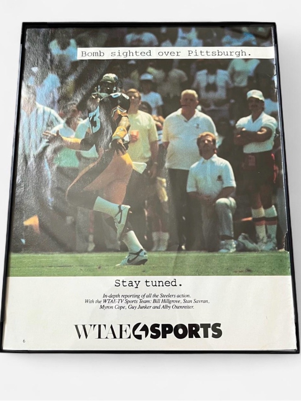 Vintage Pittsburgh Steelers Print Framed Size 8x10